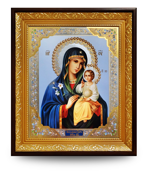Икона 30 × 40 в деревянном киоте №1 со стразами (еврорамка)