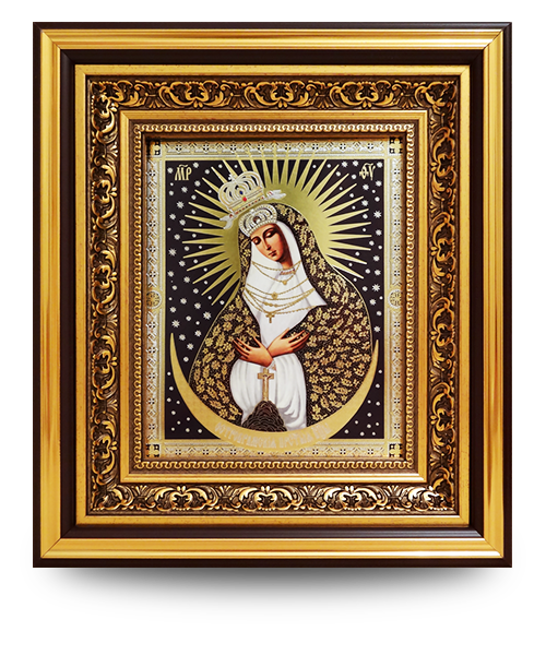 Икона 17 × 20,5 в киоте №3 с багетной вставкой Лира (4,5 см) и стразами
